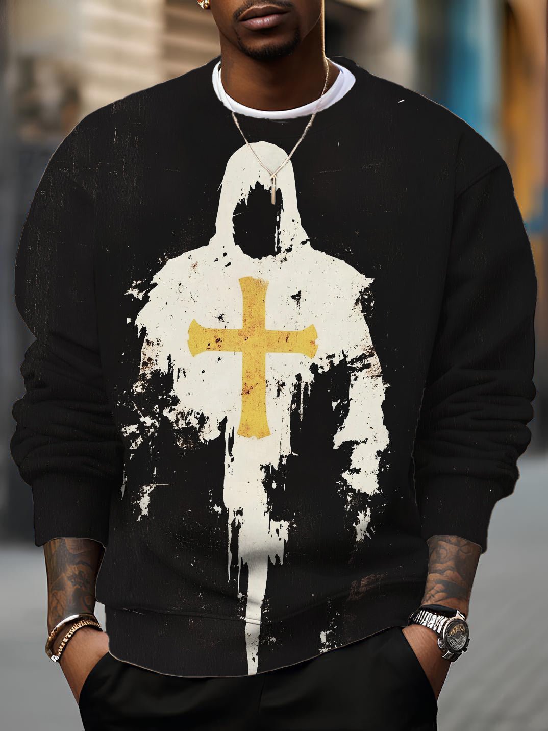 Fashion  Jesus Cross Art Print Casual Sweatshirt